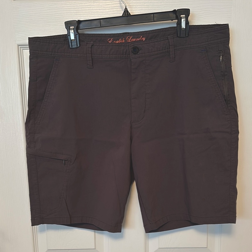 English Laundry Charcoal Gray Cargo Shorts Relaxed Fit 9” Inseam Sz. 38